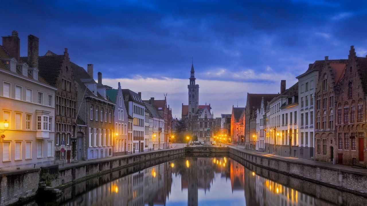 Jan van Eyckplein in Bruges, Belgium 