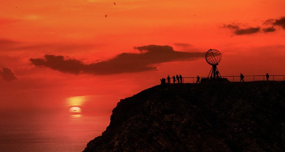 Midnight sun on the North Cape, Norway