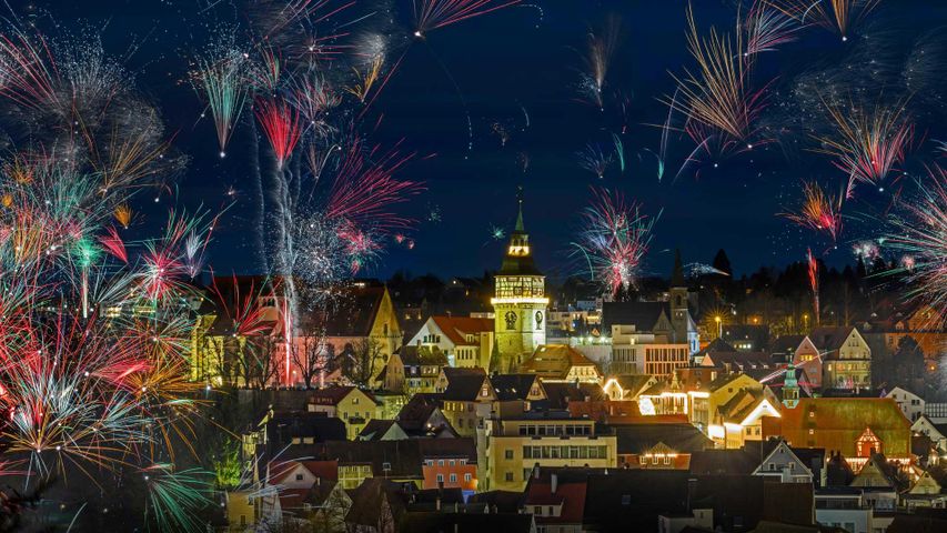 Fireworks for New Year's Eve in Backnang, Germany