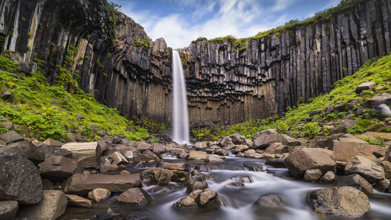 Svartifoss waterfall basalt columns, Vatnajökull National Park, Iceland