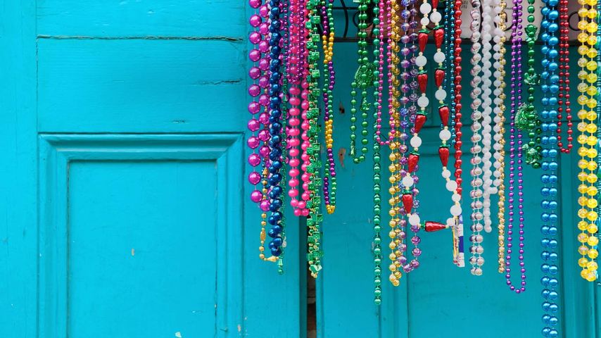 Mardi Gras beads in New Orleans, Louisiana