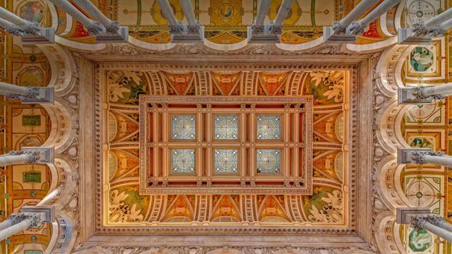 Ceiling and cove of the Great Hall at the Library of Congress in Washington, DC