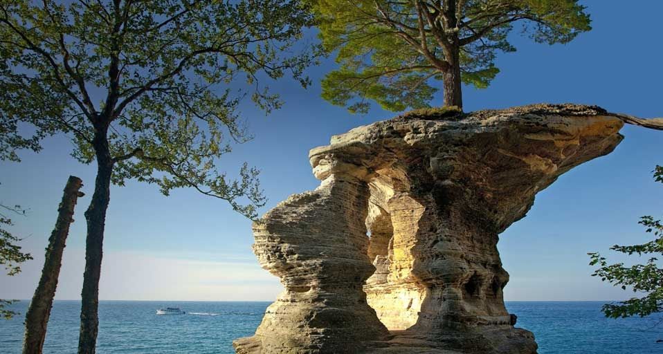 Chapel Rock in Pictured Rocks National Lakeshore, Michigan