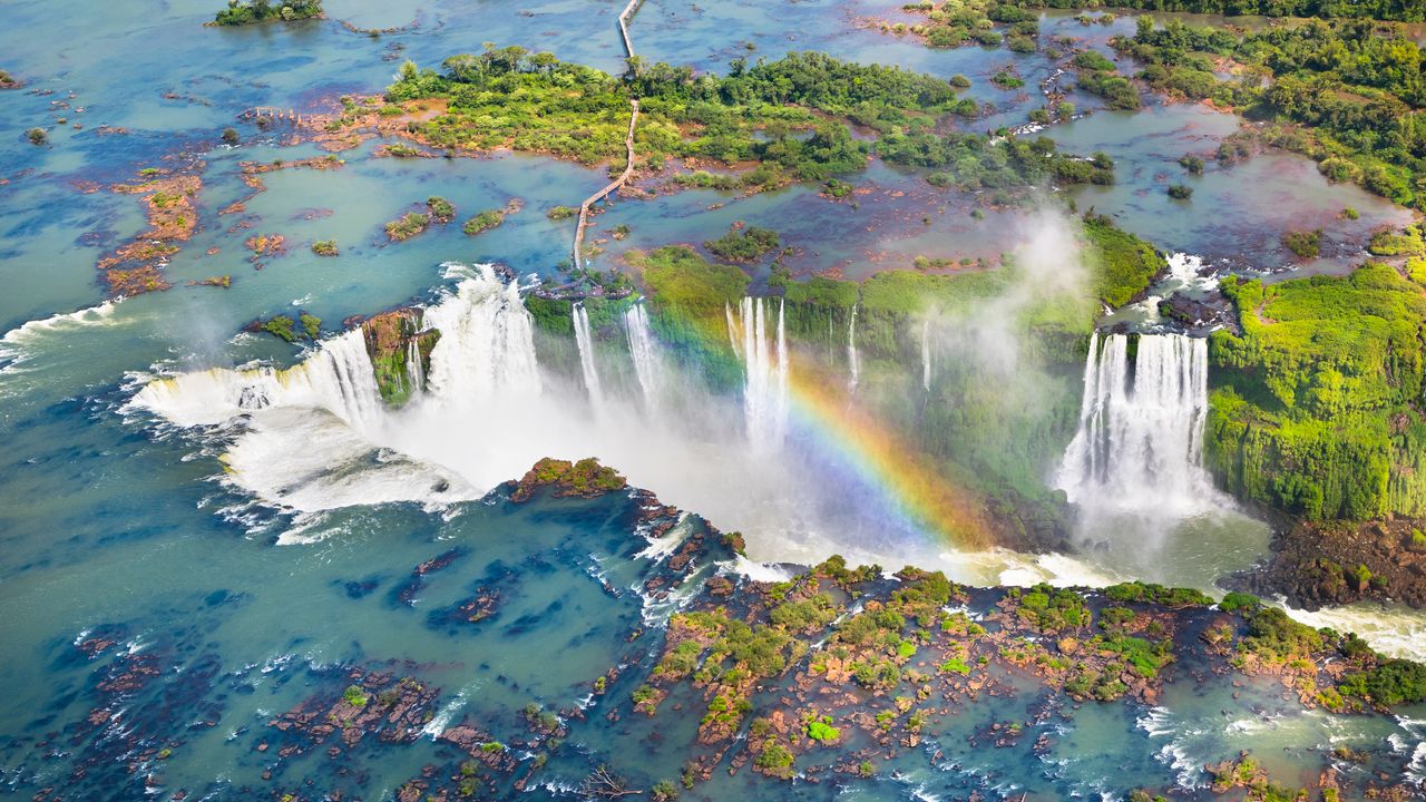 Vista aérea das Cataratas do Iguaçu, Foz do Iguaçu, Paraná