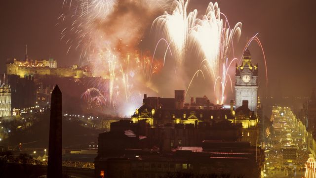 Hogmanay firework display, Edinburgh, Scotland