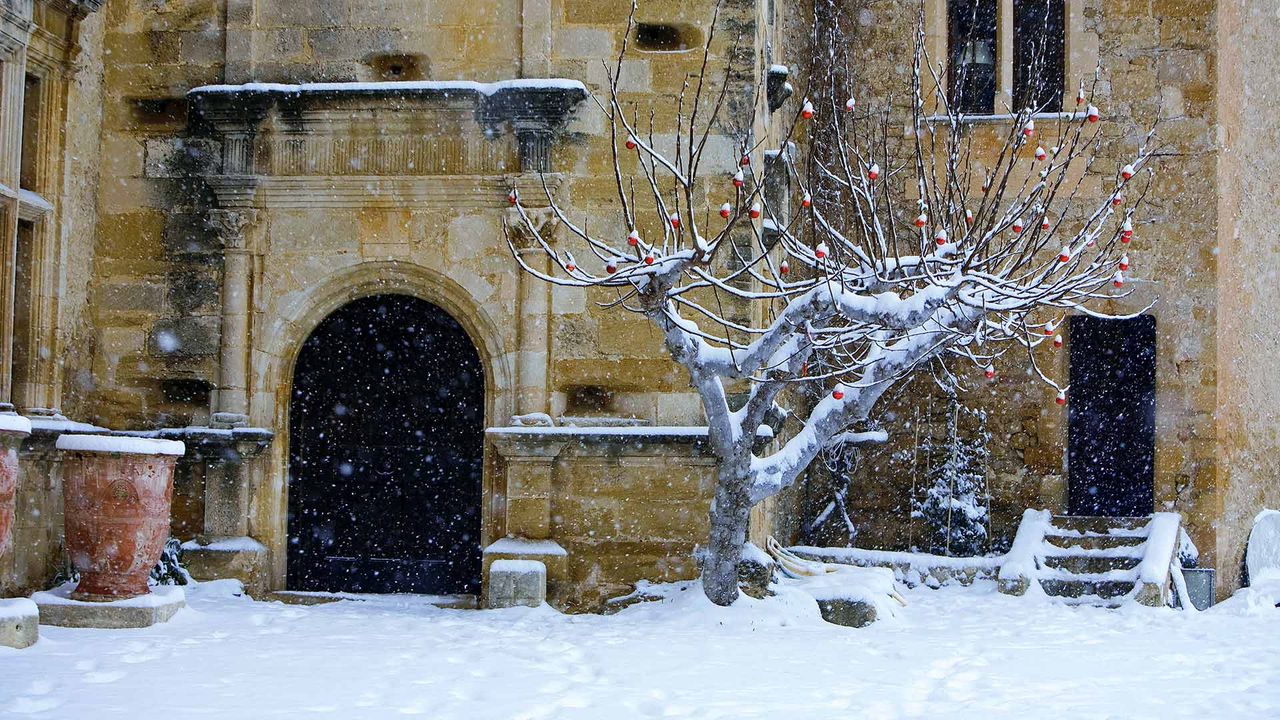 Château de Lourmarin sous la neige, Vaucluse, France