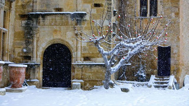 Château de Lourmarin sous la neige, Vaucluse, France