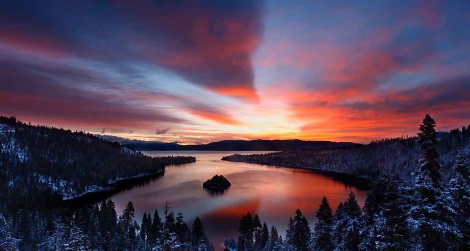 Early morning light over Emerald Bay, Lake Tahoe, California