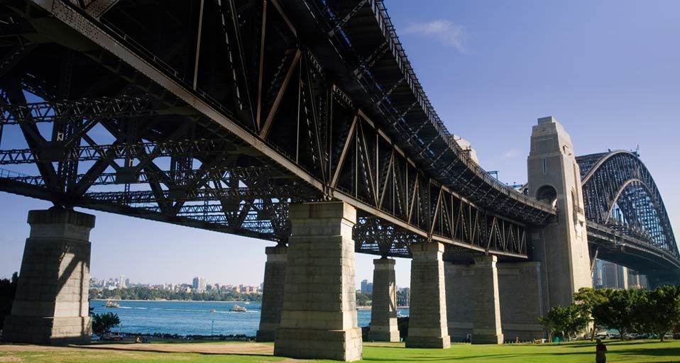 Bradfield Park, on Sydney's North Shore, where the Harbour Bridge crosses the harbour in Sydney, New South Wales