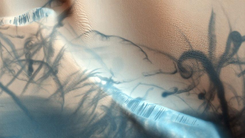 Von Staubteufeln hinterlassene Spuren auf der Marsoberfläche 