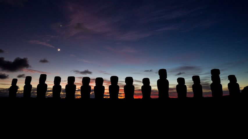 Estatua Moais en la Isla de Pascua, Chile