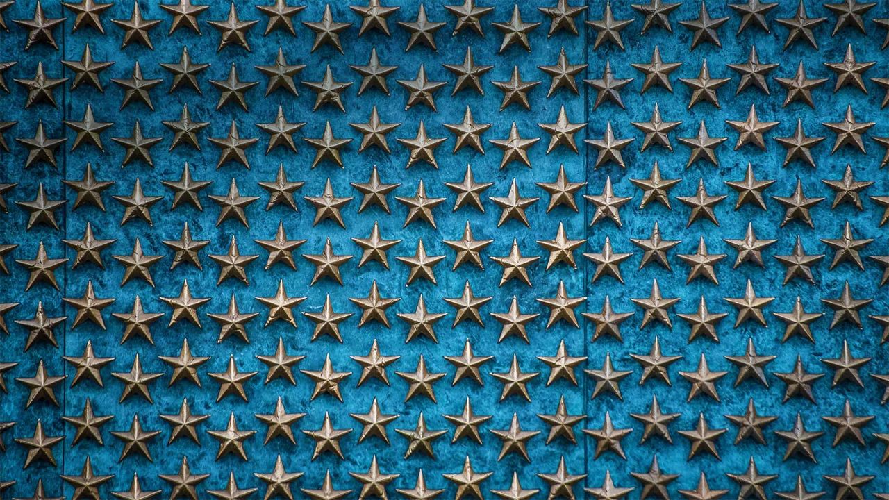 The Freedom Wall at the World War II Memorial in Washington, DC