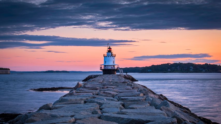 Spring Point Ledge Light in South Portland, Maine, USA
