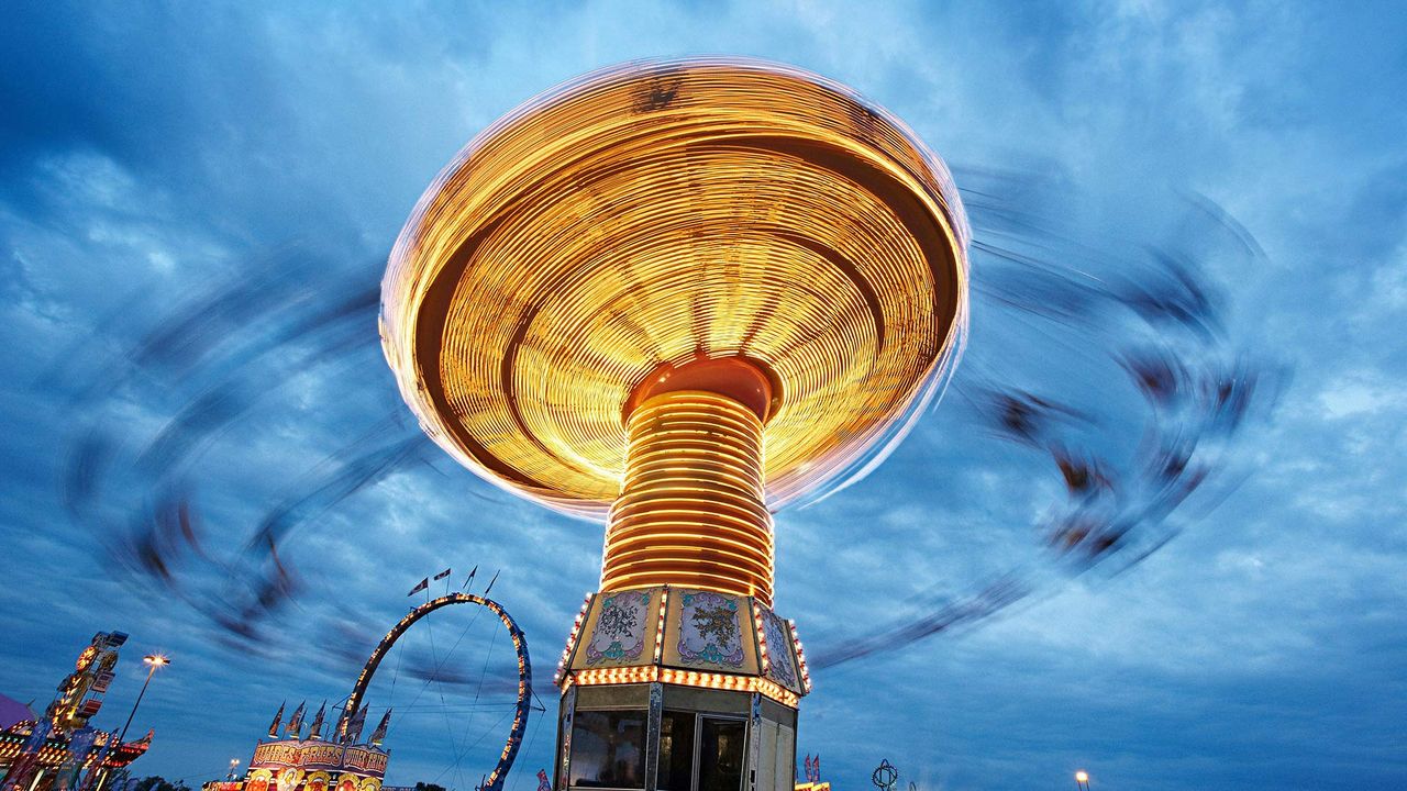 Blurred view of ride at the Canadian National Exhibition, Toronto
