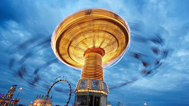 Blurred view of ride at the Canadian National Exhibition, Toronto