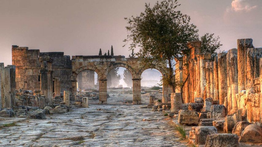Ancient city of Hierapolis, adjacent to Pamukkale, Turkey