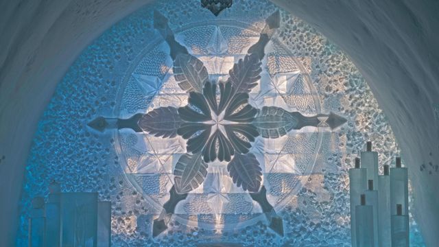 The Ceremony Hall of Icehotel in Jukkasjarvi, Sweden