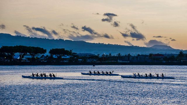 Canoes in Apia Harbour at Apia, Samoa