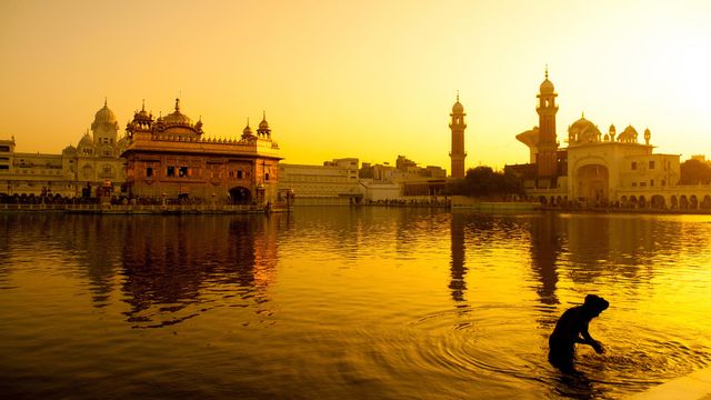 Sunset at Golden Temple in Amritsar, India