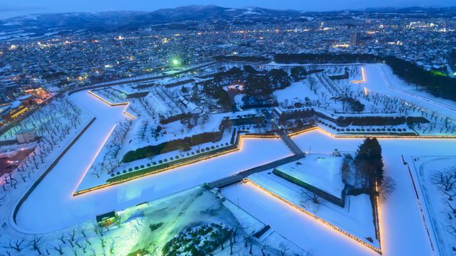 雪化粧の五稜郭, 北海道 函館