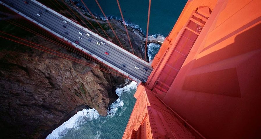 Looking down on the Golden Gate Bridge, San Francisco, California