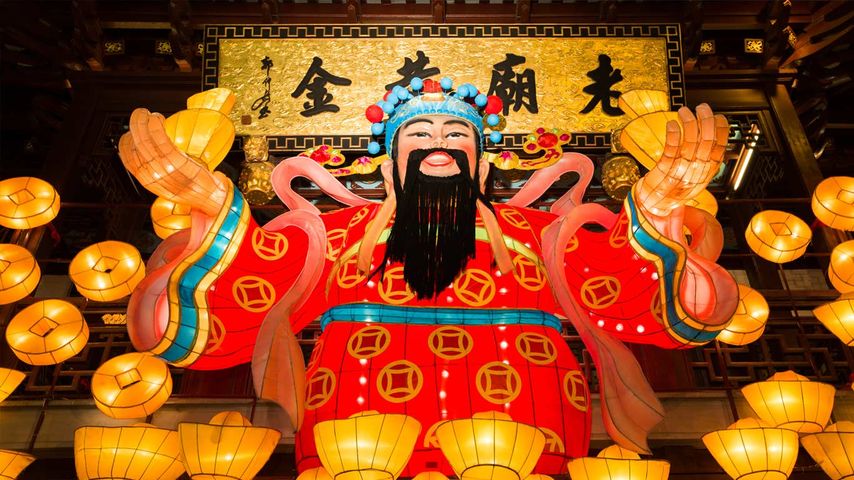 2013年上海老城隍庙民俗彩灯会，民间传说中的财神