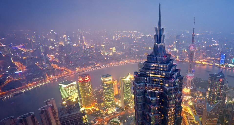 Jin Mao Tower and Huangpu River in Shanghai, China