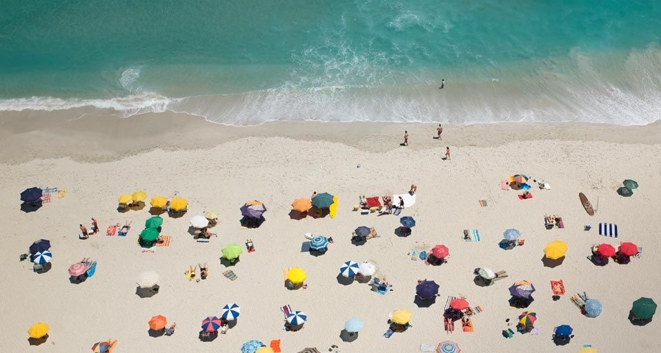 Umbrellas on a beach in Cape Town, South Africa