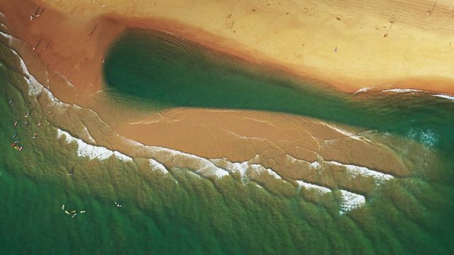 Vue aérienne de la plage d’Hossegor, Landes, Aquitaine