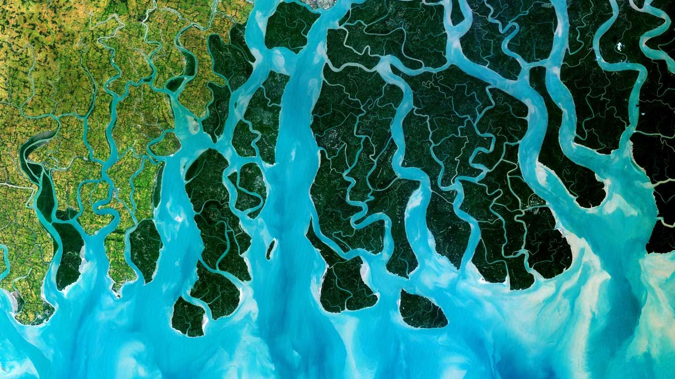 Satellite photo of the Ganges Delta at India and Bangladesh | Peapix