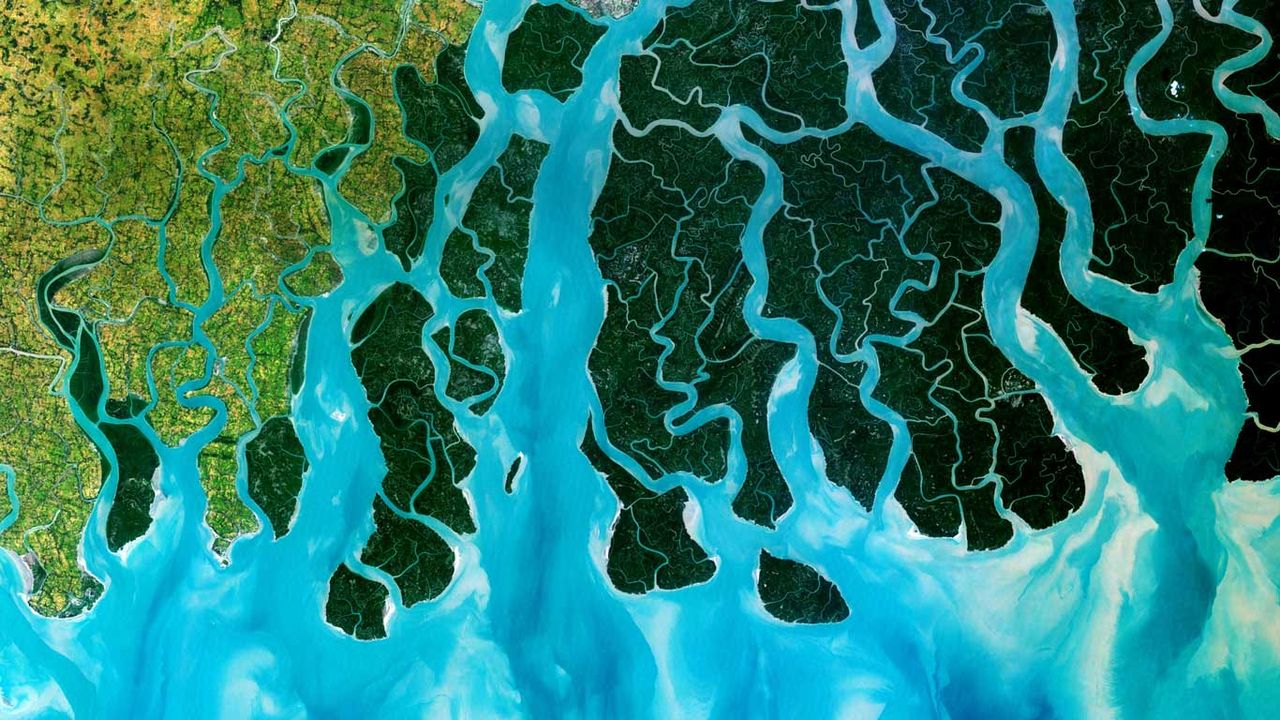 Satellite photo of the Ganges Delta, India and Bangladesh