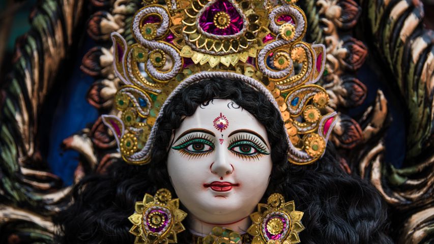 Idols of Hindu gods and goddesses in Kumortuli, Kolkata, India.
