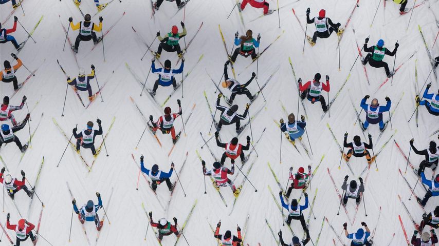 Der Engadin-Skimarathon im Oberengadin, Graubünden, Schweiz