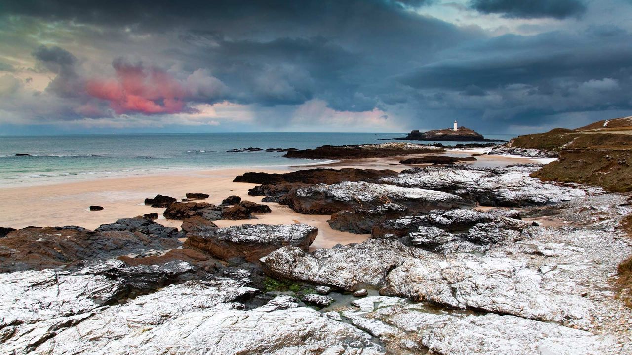 Looking out to Godrevy Lighthouse in St Ives Bay, Cornwall