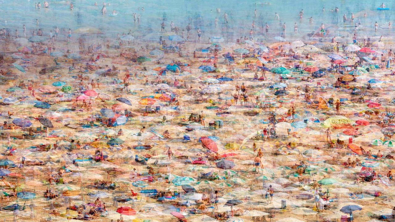 Photo montage de la plage de Lignano Sabbiadoro, Italie 