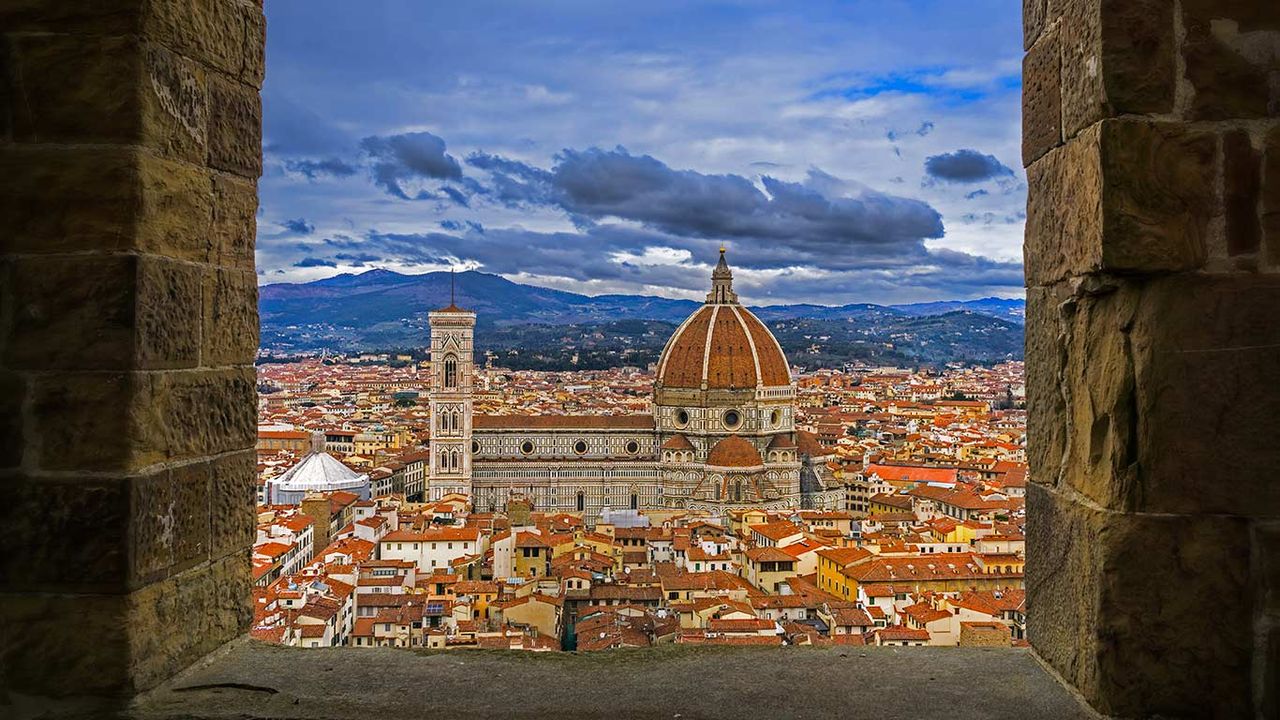 View of the Florence Cathedral from the tower of Palazzo