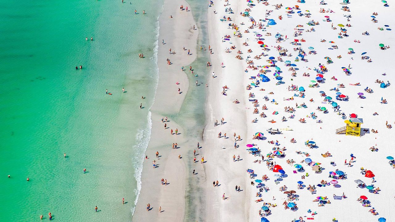 Aerial view of Siesta Beach, Siesta Key, Florida, USA