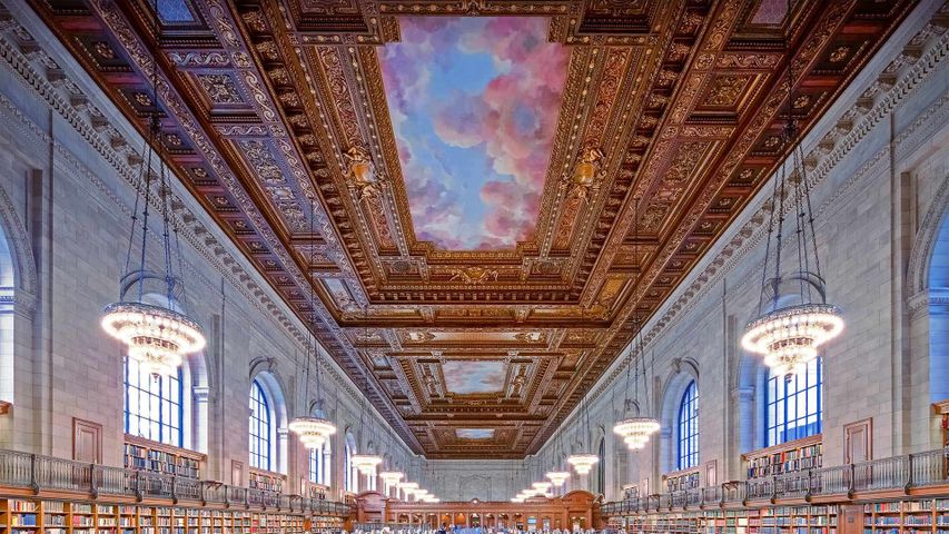 纽约公共图书馆总部翻新后的玫瑰主阅览室，纽约市