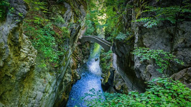 Saut de Brot stone bridge, Areuse Gorge, Switzerland