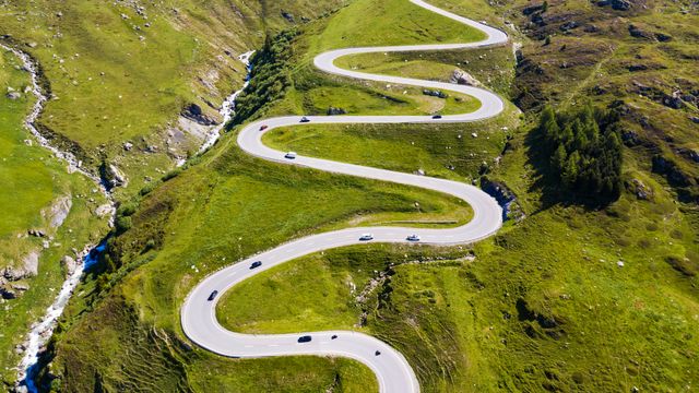 Winding road of Julier Pass, Switzerland