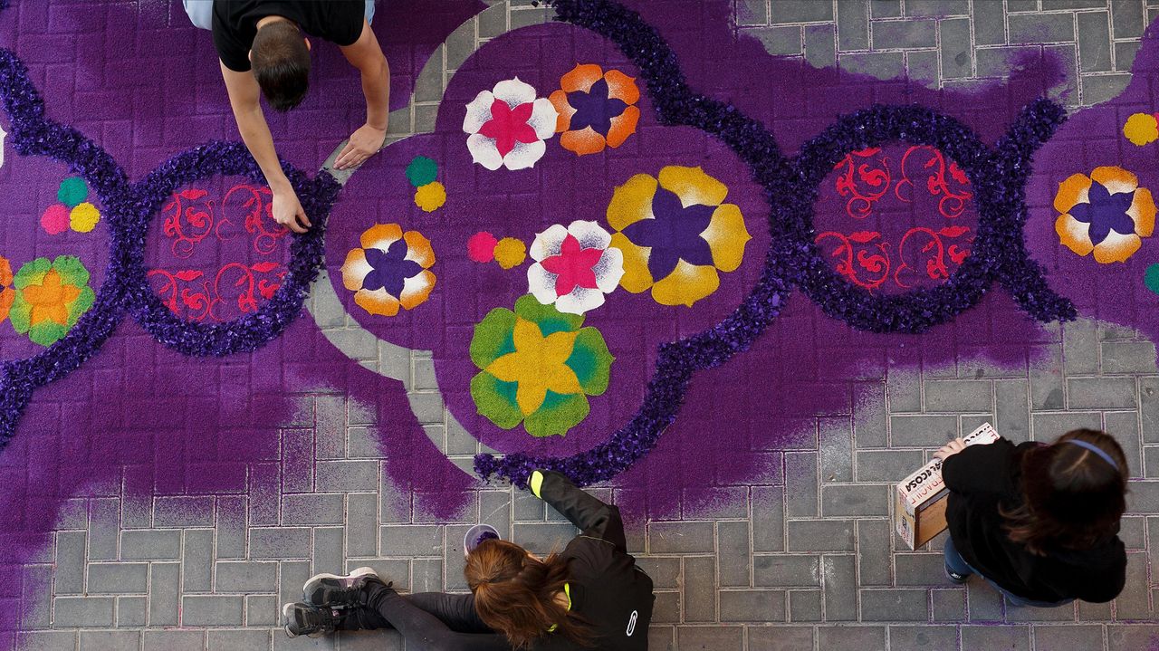 Alfombras de Serrín de Elche de la Sierra, Albacete, España