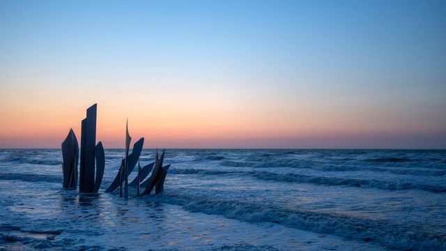 Les Braves monument on Omaha Beach, Normandy, France