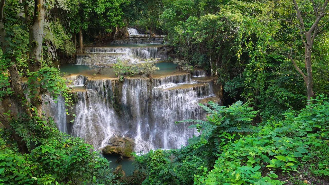 Huay Mae Khamin waterfall in Khuean Srinagarindra National Park, Thailand
