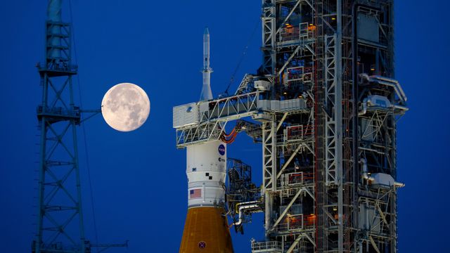 Artemis I moon rocket at Launch Complex 39B, Kennedy Space Center, Florida, United States
