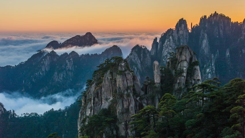 黄山的日出，中国