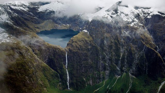 Sutherland Falls and Lake Quill in New Zealand