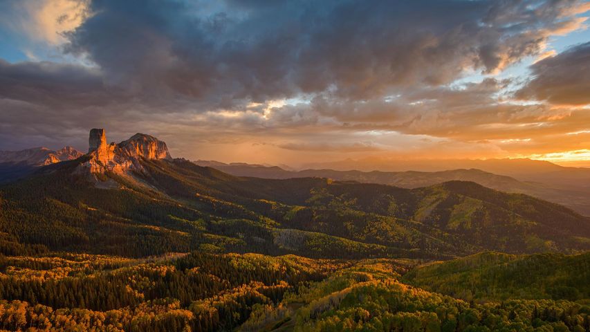 Chimney Rock and Uncompahgre National Forest, Colorado, USA