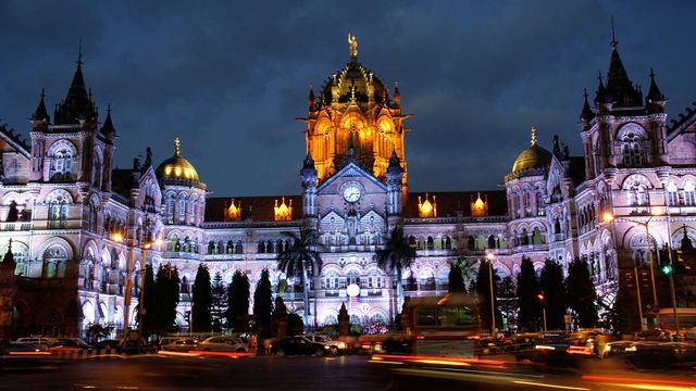 CST station Mumbai, illuminated for Republic Day