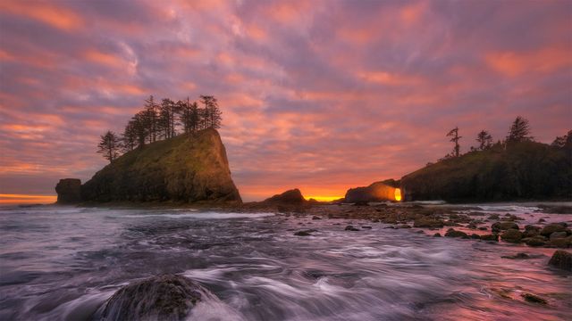 奥林匹克海岸国家海洋保护区的海岸线,美国华盛顿州