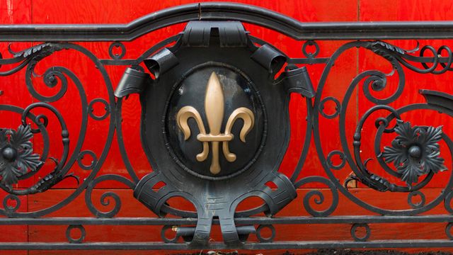 Fleur de Lis on a railing at Golden Square Mile, Montreal
